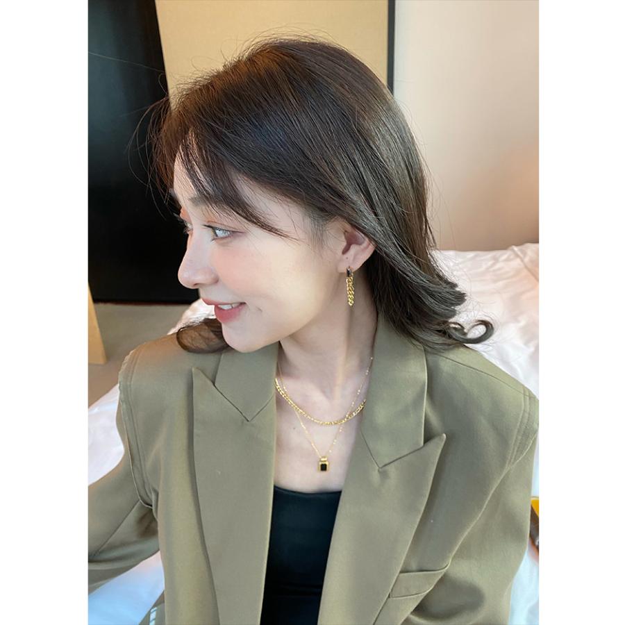 ピアス レディース 18K 金属アレルギー対応 揺れる チェーン サージカルステンレス316L ゴールド ブラック カジュアル プレゼント ギフト 仕事 オフィス |  | 01