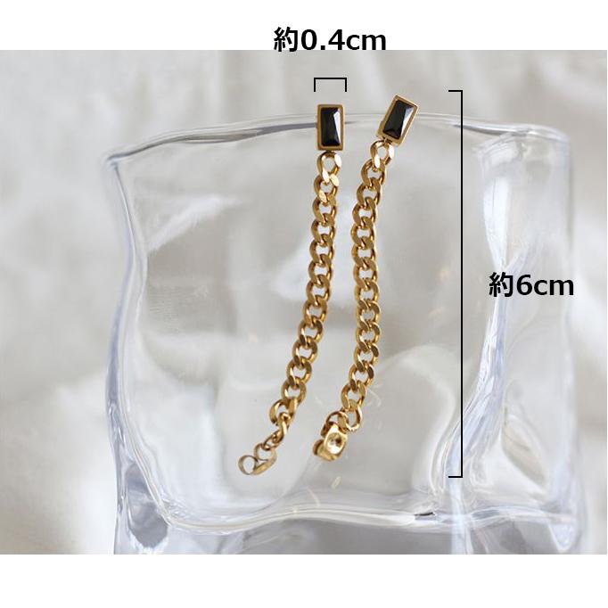ピアス レディース 18K 金属アレルギー対応 揺れる チェーン サージカルステンレス316L ゴールド ブラック カジュアル プレゼント ギフト 仕事 オフィス |  | 09