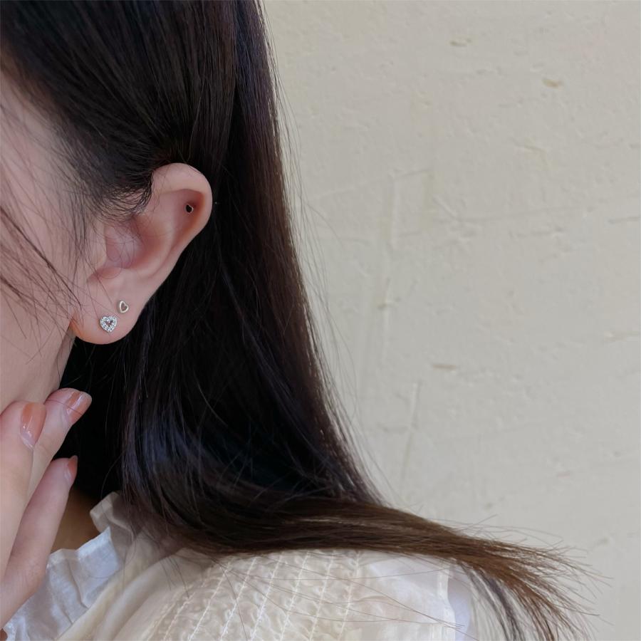 ピアス 3点セット 18k 小さめ アレルギー対応 ハート 透かし アシンメトリー 仕事 プレゼント |  | 03
