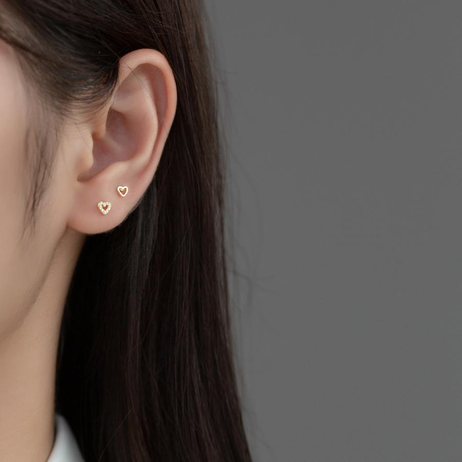 ピアス 3点セット 18k 小さめ アレルギー対応 ハート 透かし アシンメトリー 仕事 プレゼント |  | 08