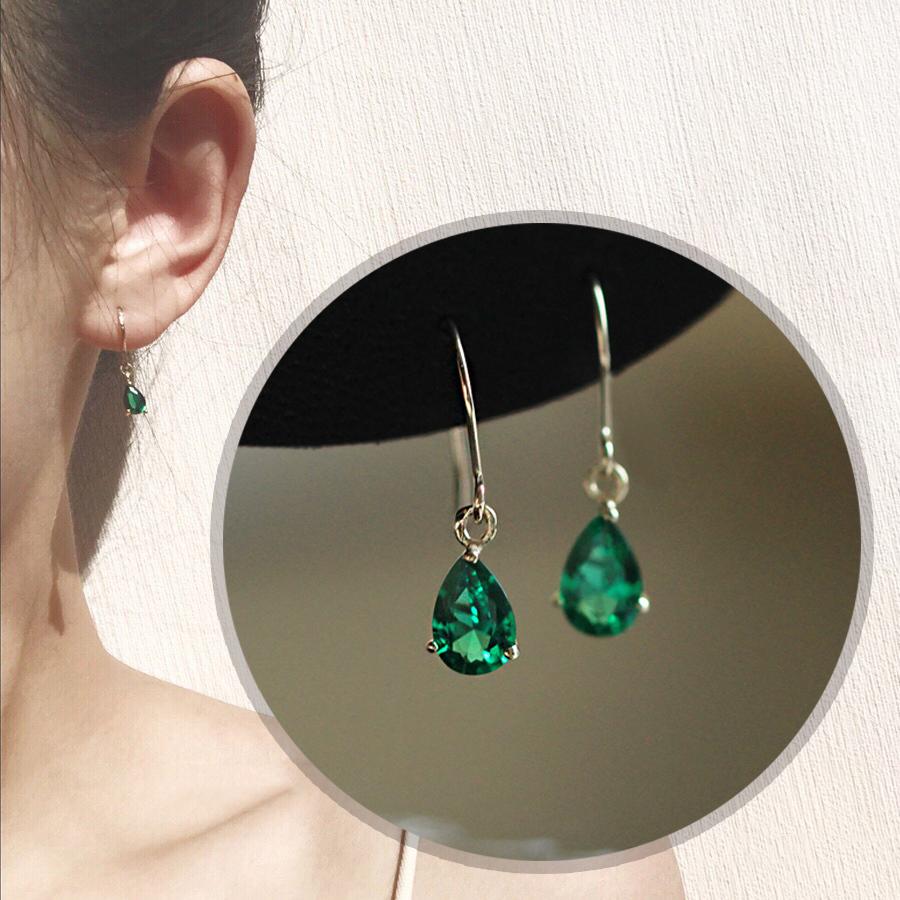 ピアス レディース 18K 金属アレルギー対応 フック シルバー925 揺れる ドロップ グリーン 緑 シンプル 仕事 プレゼント オフィス | 
