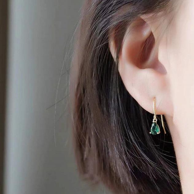 ピアス レディース 18K 金属アレルギー対応 フック シルバー925 揺れる ドロップ グリーン 緑 シンプル 仕事 プレゼント オフィス |  | 03