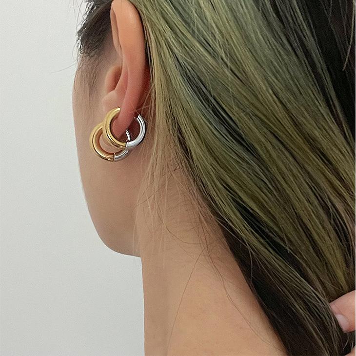 ピアス 18K レディース アレルギー対応 サージカルステンレス フープピアス ゴールド シルバー バイカラー シンプル 仕事 プレゼント カジュアル メタル |  | 02