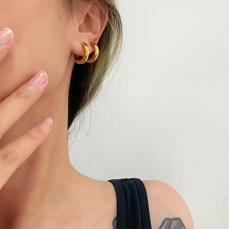 ピアス 18K レディース アレルギー対応 サージカルステンレス フープピアス ゴールド シルバー バイカラー シンプル 仕事 プレゼント カジュアル メタル |  | 03