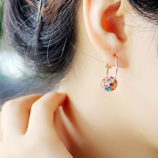 フープピアス レディース 18k 金属アレルギー対応 スワロフスキー ピンクゴールド シルバー925 彩石 ミラーボール ピアス 揺れる 仕事 オフィス プレゼント |  | 05