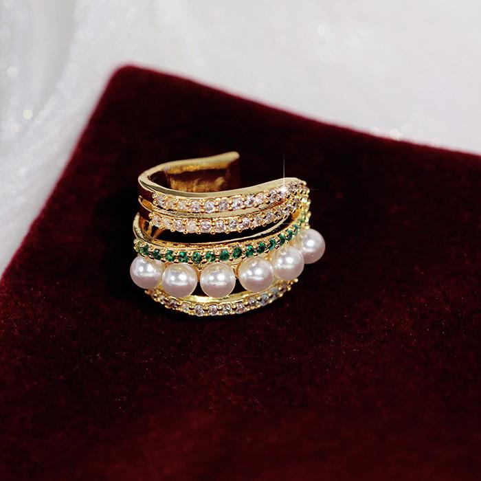 イヤーカフ パール 18K ゴールド 金属アレルギー対応 レディース 片耳 小さめ グリーン 仕事 プレゼント オフィス パーティー イヤーカフス イヤカフ 華奢 | 