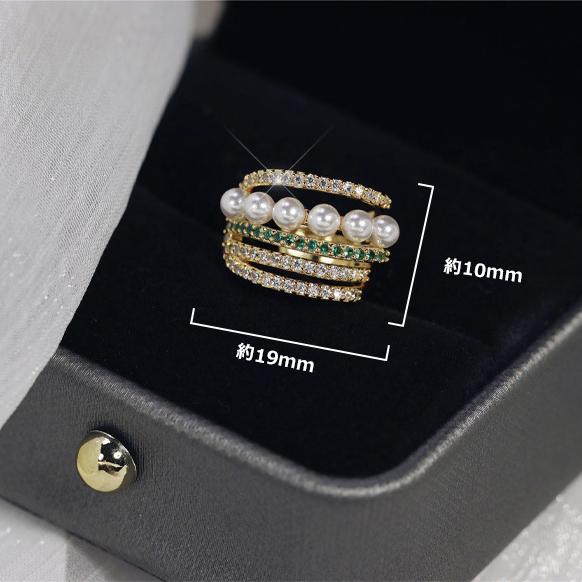 イヤーカフ パール 18K ゴールド 金属アレルギー対応 レディース 片耳 小さめ グリーン 仕事 プレゼント オフィス パーティー イヤーカフス イヤカフ 華奢 |  | 14