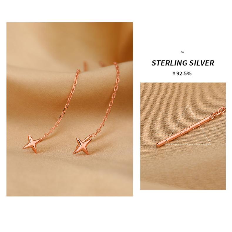 ピアス レディース 18K 金属アレルギー対応 フック チェーン 揺れる 星 スター ロング シルバー925 ピンクゴールド 仕事 プレゼント オフィス |  | 12