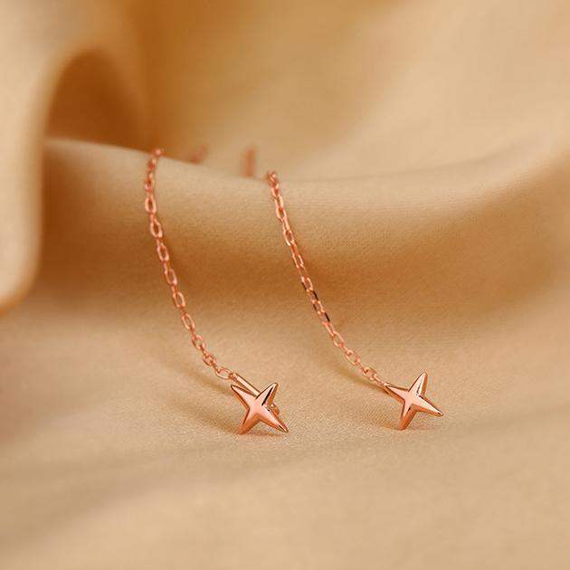 ピアス レディース 18K 金属アレルギー対応 フック チェーン 揺れる 星 スター ロング シルバー925 ピンクゴールド 仕事 プレゼント オフィス |  | 13