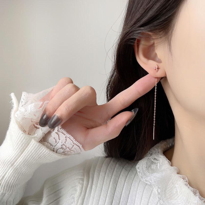 ピアス レディース 18K 金属アレルギー対応 フック チェーン 揺れる 星 スター ロング シルバー925 ピンクゴールド 仕事 プレゼント オフィス |  | 04