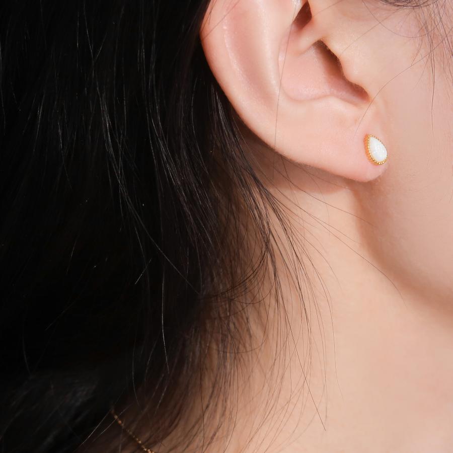 ピアス レディース オパール 18K 金属アレルギー対応 小さめ シルバー925 雫 ドロップ エレガント ミル打ちデザイン オフィス 仕事 プレゼント |  | 03