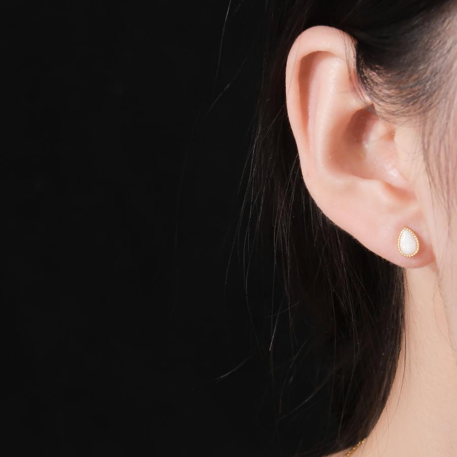 ピアス レディース オパール 18K 金属アレルギー対応 小さめ シルバー925 雫 ドロップ エレガント ミル打ちデザイン オフィス 仕事 プレゼント |  | 04