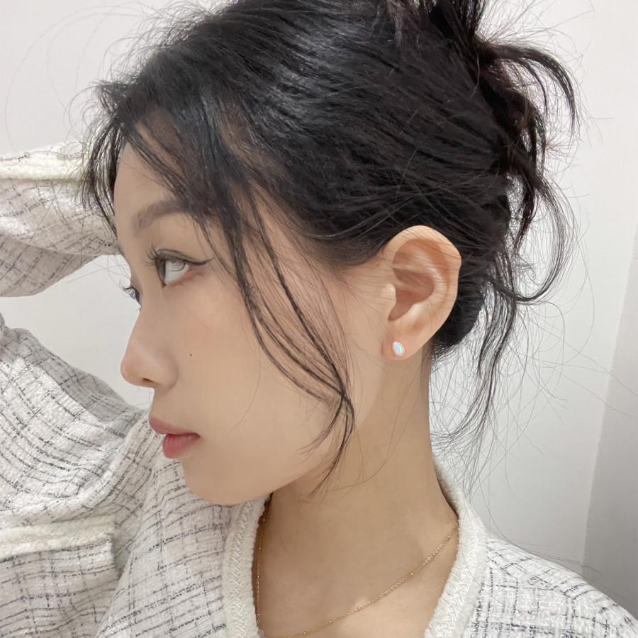 ピアス レディース オパール 18K 金属アレルギー対応 小さめ シルバー925 雫 ドロップ エレガント ミル打ちデザイン オフィス 仕事 プレゼント |  | 07