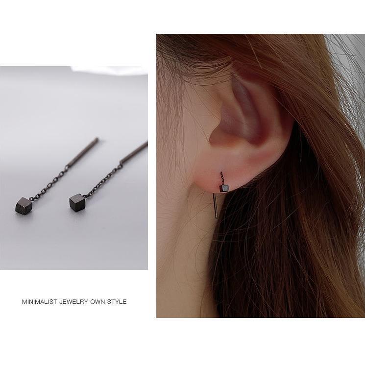 ピアス レディース18K アレルギー対応 小さめ 揺れる シルバー925 ゴールド ブラック スクエア 正方形 アメリカンピアス チェーン 仕事 プレゼント |  | 03