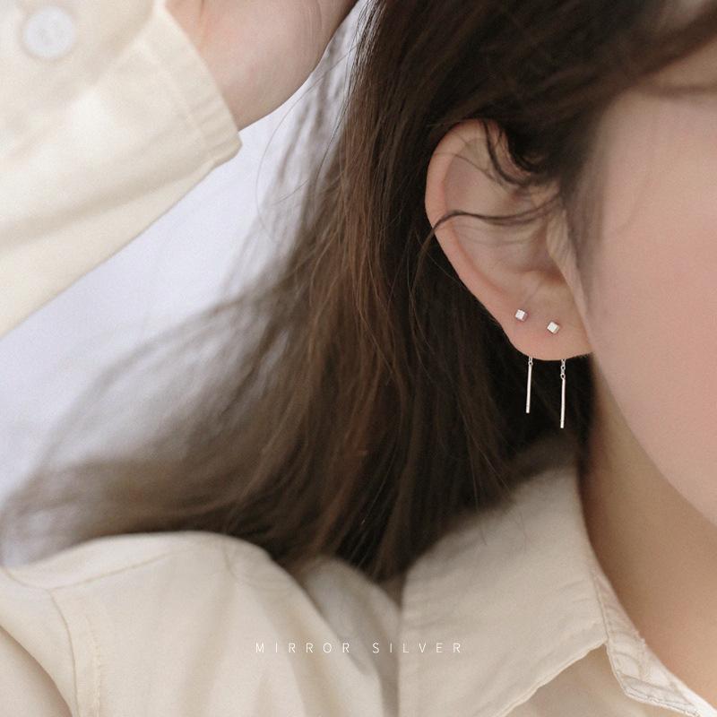 ピアス レディース18K アレルギー対応 小さめ 揺れる シルバー925 ゴールド ブラック スクエア 正方形 アメリカンピアス チェーン 仕事 プレゼント |  | 06