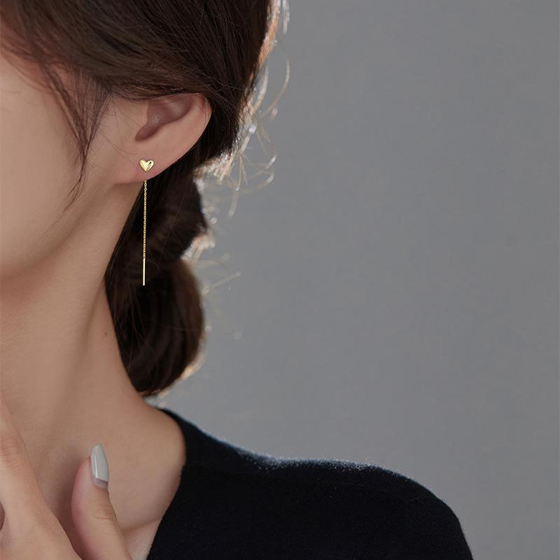 ピアス レディース 18K シルバー925 金属アレルギー対応 ハート チェーン 揺れる アメリカンピアス 仕事 プレゼント オフィス |  | 09