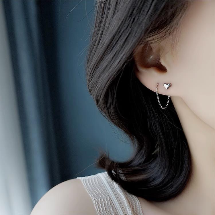 ピアス レディース 18K シルバー925 金属アレルギー対応 ハート チェーン 揺れる アメリカンピアス 仕事 プレゼント オフィス |  | 02