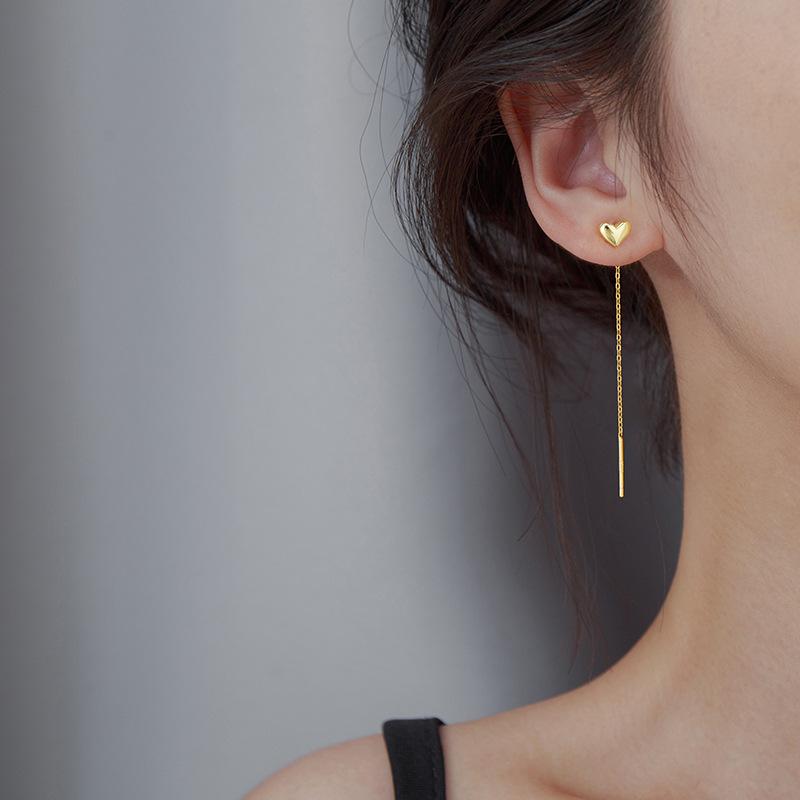 ピアス レディース 18K シルバー925 金属アレルギー対応 ハート チェーン 揺れる アメリカンピアス 仕事 プレゼント オフィス |  | 07