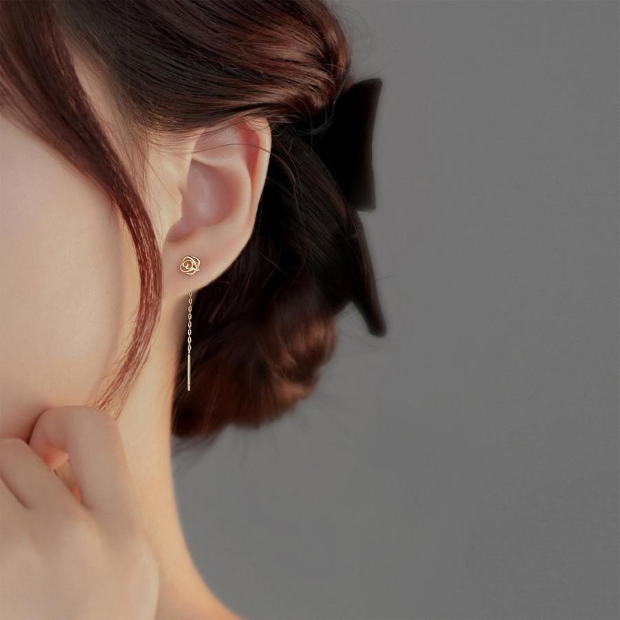 ピアス 金属アレルギー対応 レディース 18K シルバー925 揺れる チェーン 花 フラワー アメリカンピアス 仕事 プレゼント オフィス |  | 06