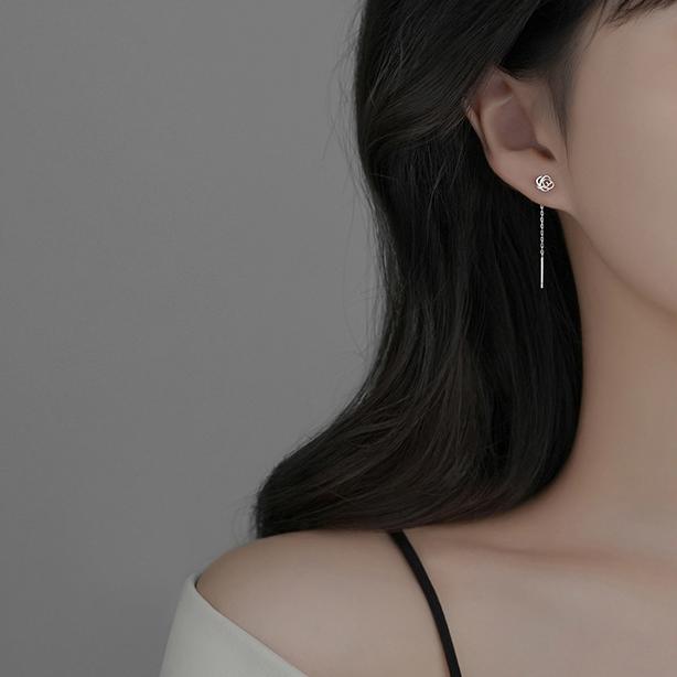 ピアス 金属アレルギー対応 レディース 18K シルバー925 揺れる チェーン 花 フラワー アメリカンピアス 仕事 プレゼント オフィス |  | 07