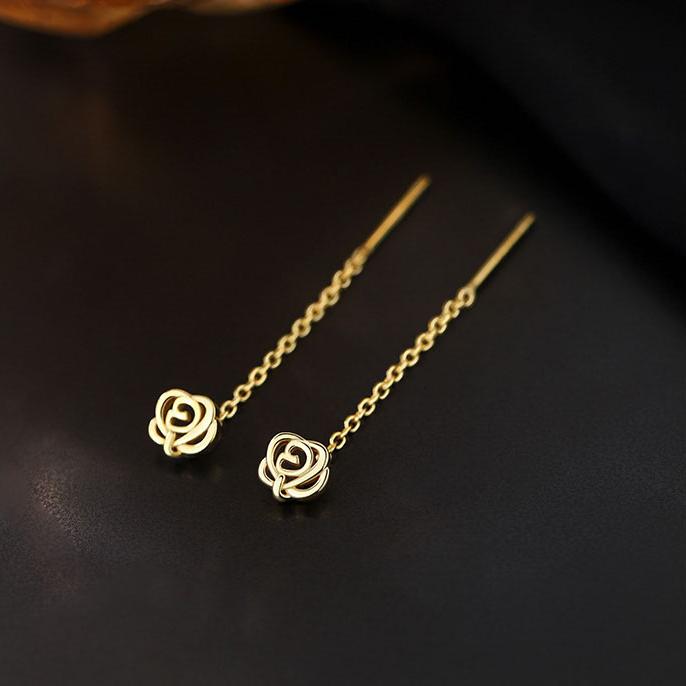 ピアス 金属アレルギー対応 レディース 18K シルバー925 揺れる チェーン 花 フラワー アメリカンピアス 仕事 プレゼント オフィス |  | 02