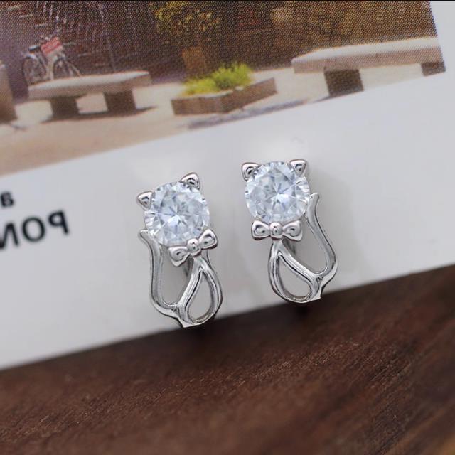 ピアス レディース 金属アレルギー対応 小さめ シルバー925 猫 ネコ ねこ 透かし 大人可愛い 仕事 オフィス プレゼント |  | 02
