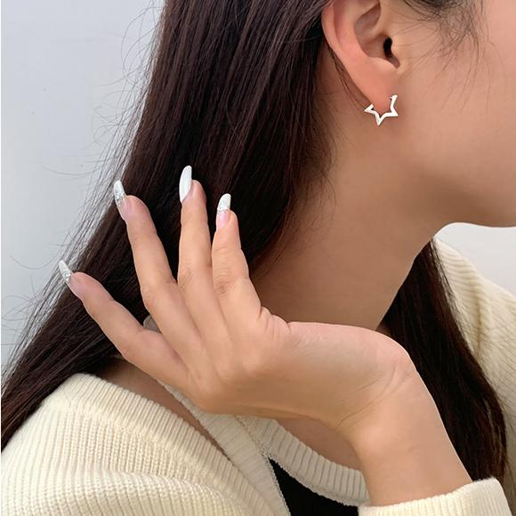 ピアス アレルギー対応 サージカルステンレス フープピアス 星 スター