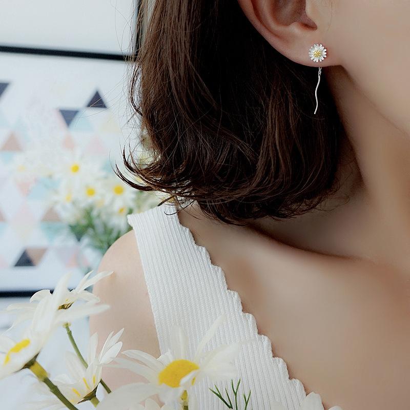 ピアス レディース 金属アレルギー対応 18K ゴールド シルバー925 フラワー 菊 チェーン 揺れる アメリカンピアス 仕事 プレゼント |  | 03