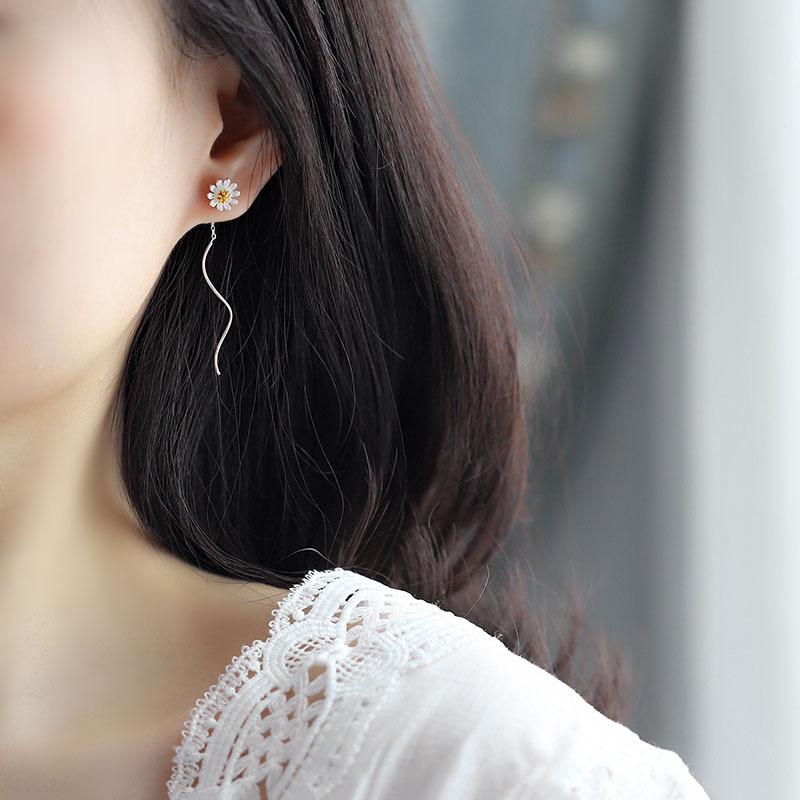 ピアス レディース 金属アレルギー対応 18K ゴールド シルバー925 フラワー 菊 チェーン 揺れる アメリカンピアス 仕事 プレゼント |  | 05