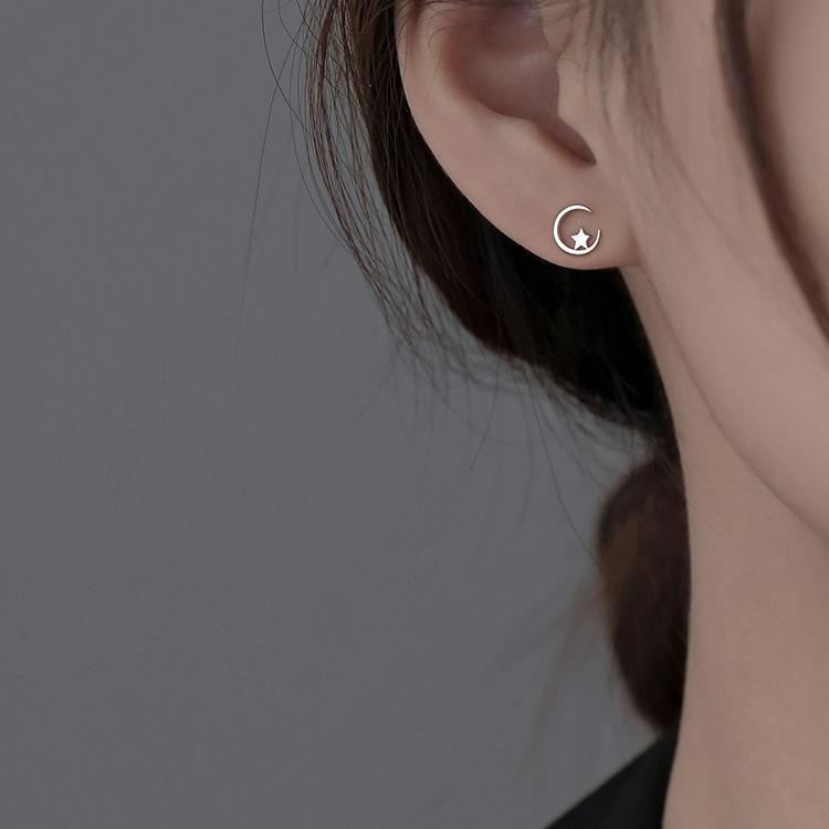 ピアス レディース 小さめ シルバー925 金属アレルギー対応 星 月 ムーン スター 透かし 仕事 オフィス プレゼント |  | 02