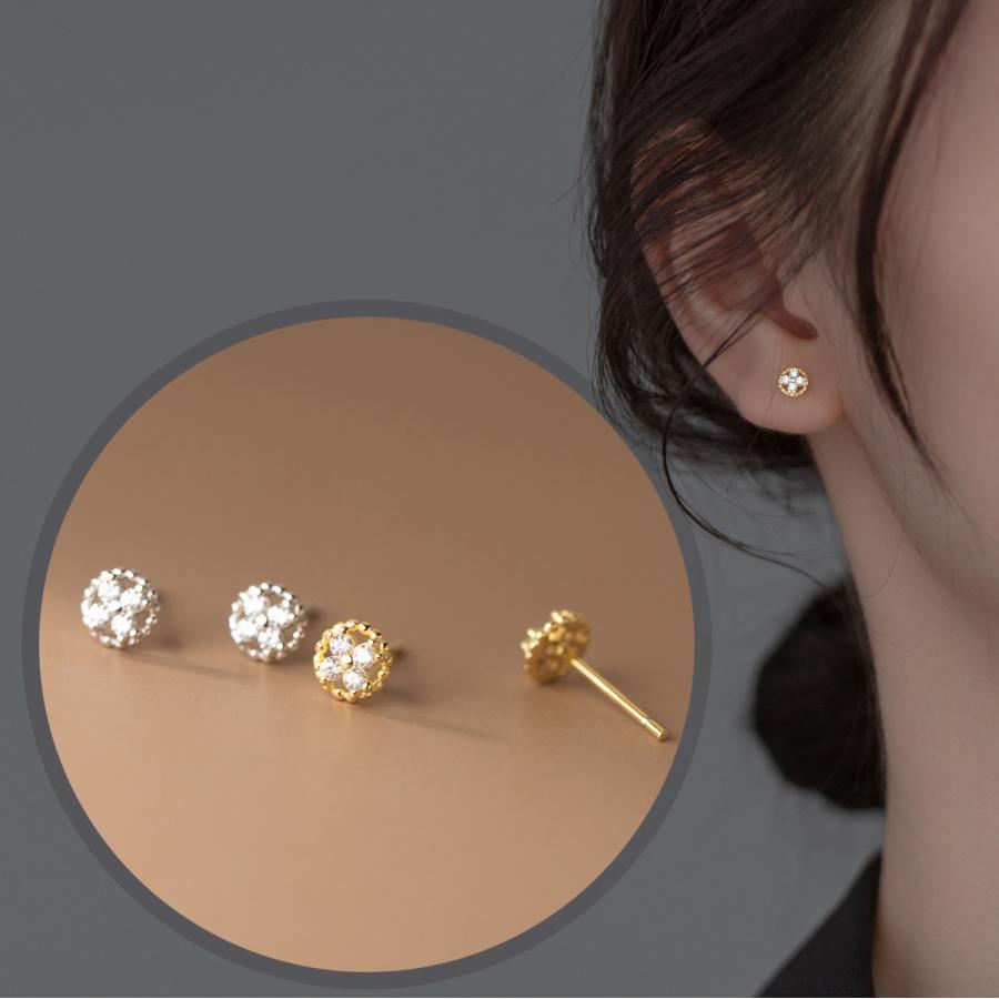 ピアス アレルギー対応 18K レディース 小さめ シルバー925 ゴールド 透かし 花 フラワー プレゼント 仕事 | 