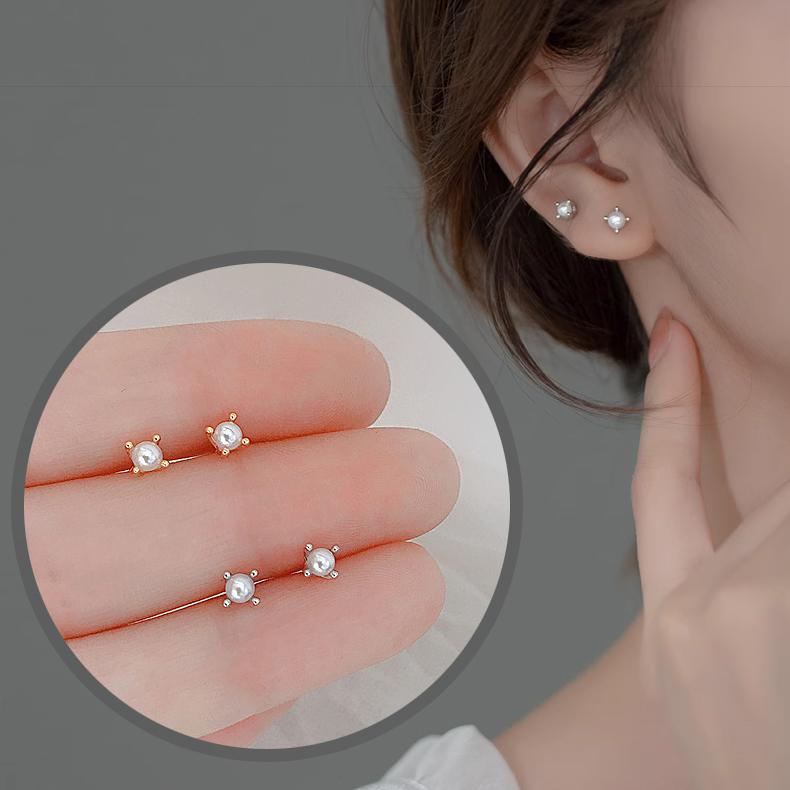 ピアス 18K パール 金属アレルギー対応 ゴールド シルバー925 小さめ 