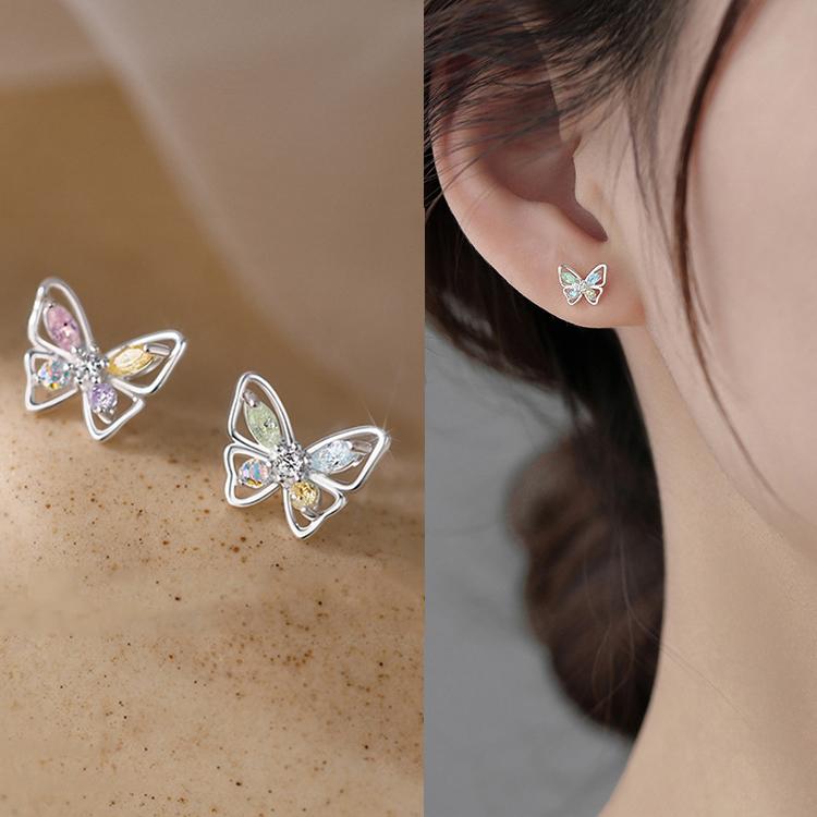 ピアス レディース アレルギー対応 小さめ 蝶々 透かし バタフライ シルバー925 プレゼント 仕事 | 