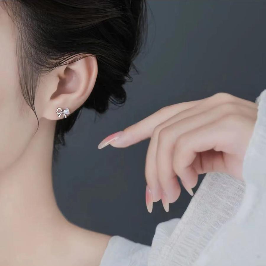ピアス アレルギー対応 レディース 小さめ シルバー925 リボン 透かし セカンドピアス ファーストピアス プレゼント 仕事 |  | 04