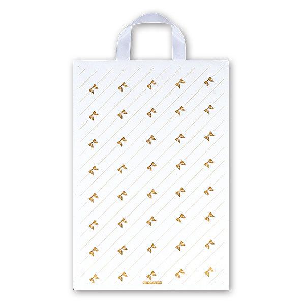 福助工業 カルチャーバッグ規格品（Hタイプ） リボンストライプ 小 （500枚）厚み0.055mm/仕上巾320mm/長さ380mm/ガゼット57.5mm | 