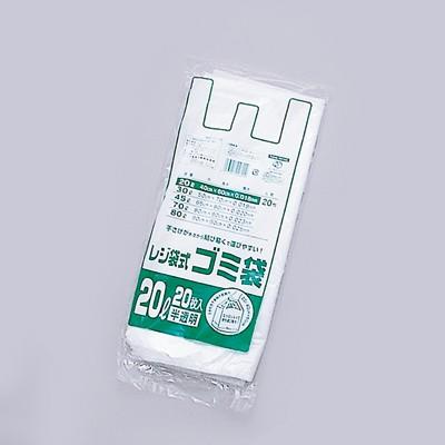 福助工業 レジ袋式ゴミ袋 20L用 半透明 （1,000枚）厚み0.018×巾400（仕上巾250）×長さ600mm/マチ75mm | 
