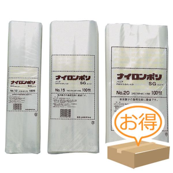 福助工業 ナイロンポリ SGタイプ規格袋 No.5 （2000枚）巾105（仕上巾65+ガゼット巾40）×長さ400mm | 