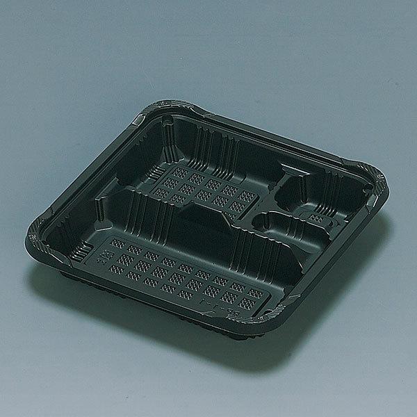 福助工業 使い捨て弁当箱・惣菜・仕出し容器 憩い RP-1-1H 黒 レンジOK (1ケース600枚)190×190×34mm | 