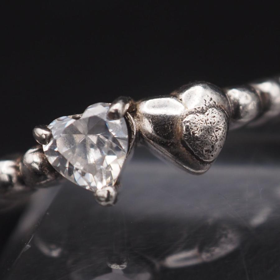 A595 Pinky Girls SILVER刻印 リング ダイヤモンド風 ハート デザイン