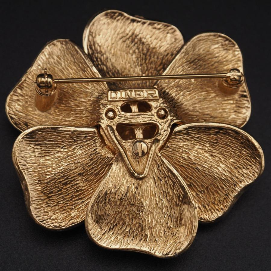 H137 サイナー CINER ブローチ フラワー ゴールド デザイン
