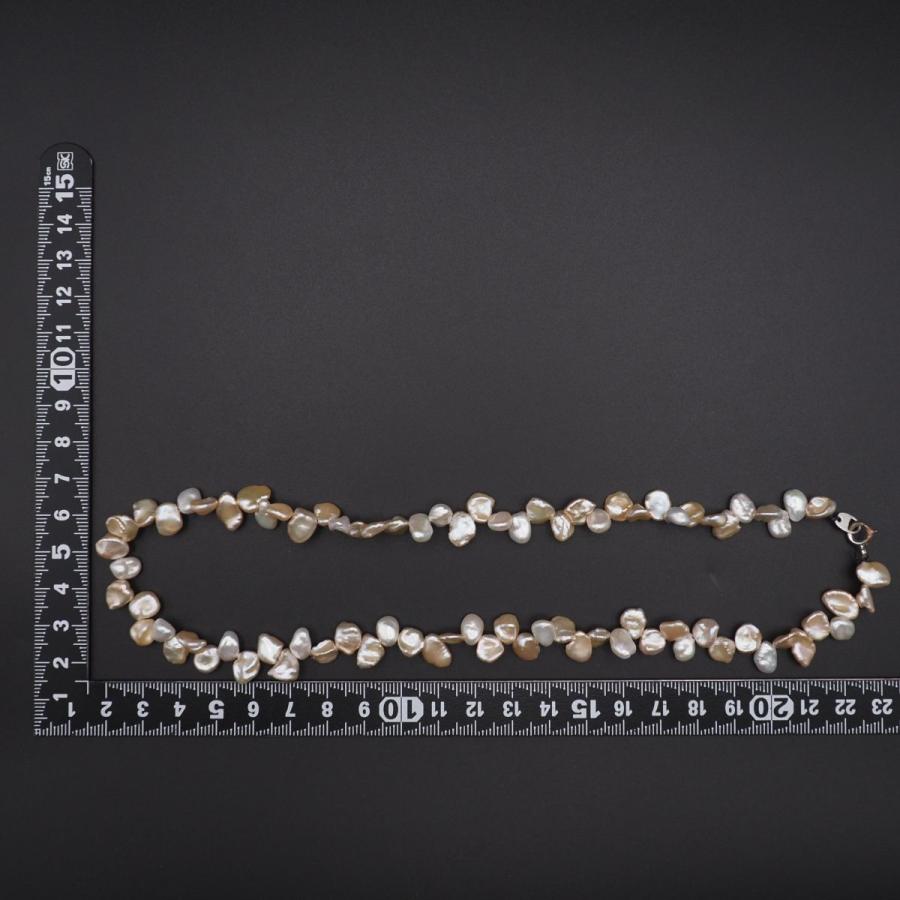 J233 バロック 花びらパール 真珠 ネックレス デザイン シルバー 6月