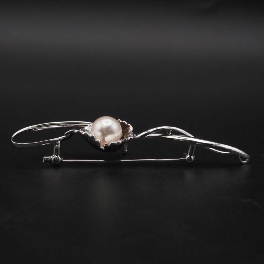 J362 本真珠 9.2mm珠 パール SILVER刻印 ブローチ フラワー デザイン