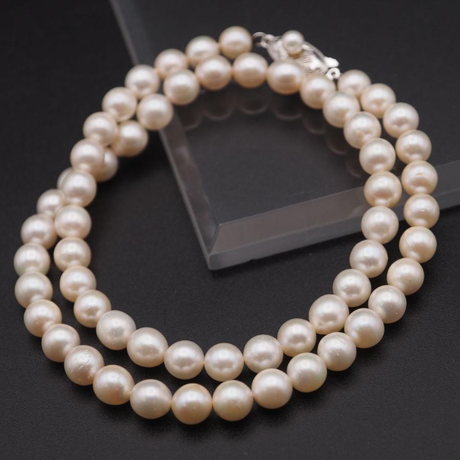 J408 本真珠 6.9mm珠 パール SILVERG刻印 ネックレス デザイン