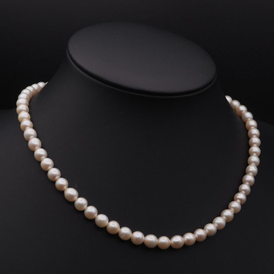 J408 本真珠 6.9mm珠 パール SILVERG刻印 ネックレス デザイン