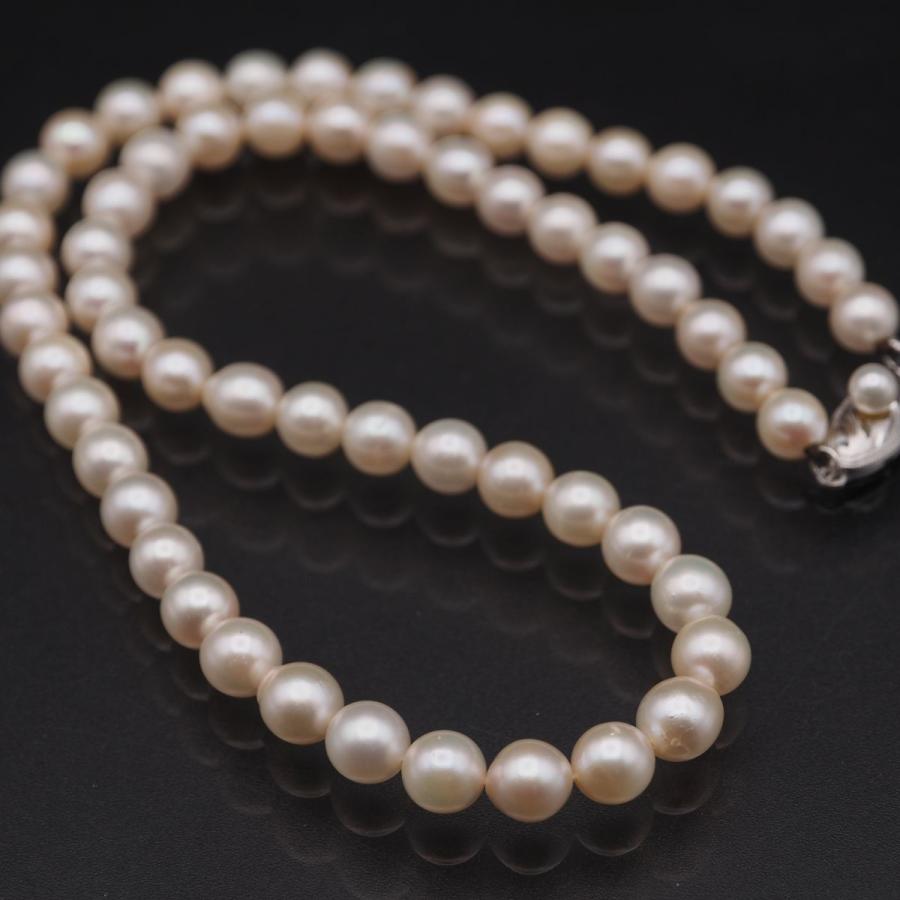 J408 本真珠 6.9mm珠 パール SILVERG刻印 ネックレス デザイン