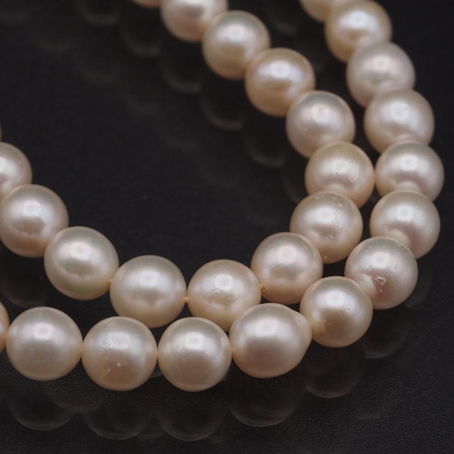 本真珠 ネックレス パール シルバー刻印 40cm 約8mmぐらい J408 本真珠 6.9mm珠 パール SILVERG刻印 ネックレス デザイン