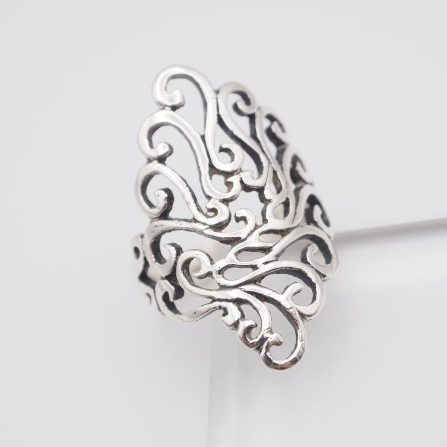 J694 ヴィンテージ 925刻印 リング 透かし彫り デザイン シルバー 指輪