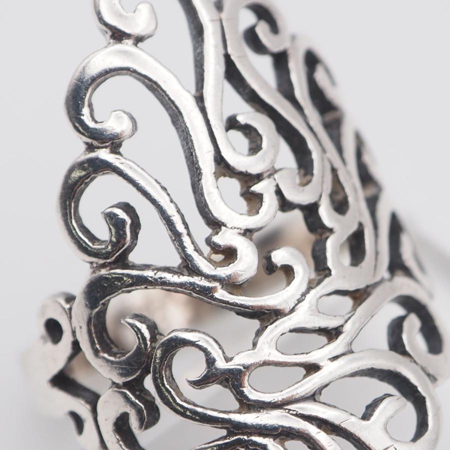 J694 ヴィンテージ 925刻印 リング 透かし彫り デザイン シルバー 指輪