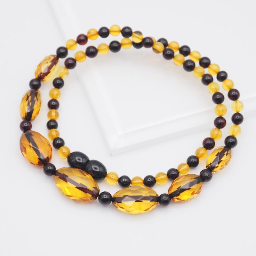 J862 琥珀 コハク アンバー ネックレス デザイン カット : KIITOS-SHOP