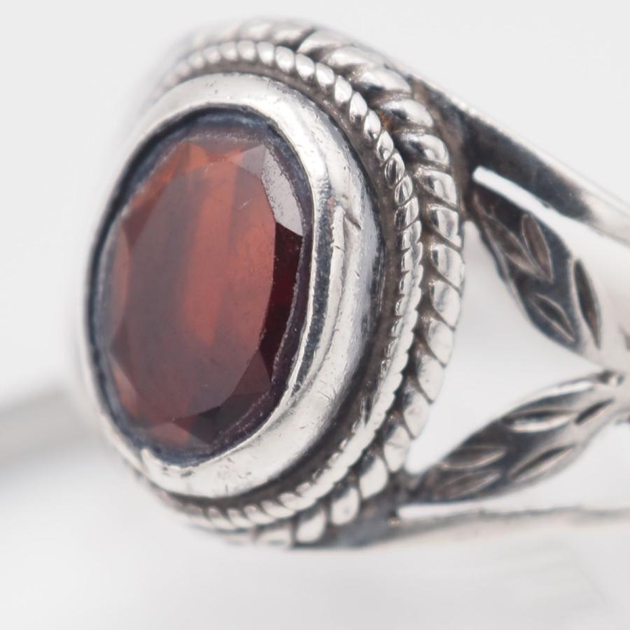 Q953 ガーネット リング 透かし彫り デザイン シルバー 指輪 1月誕生石